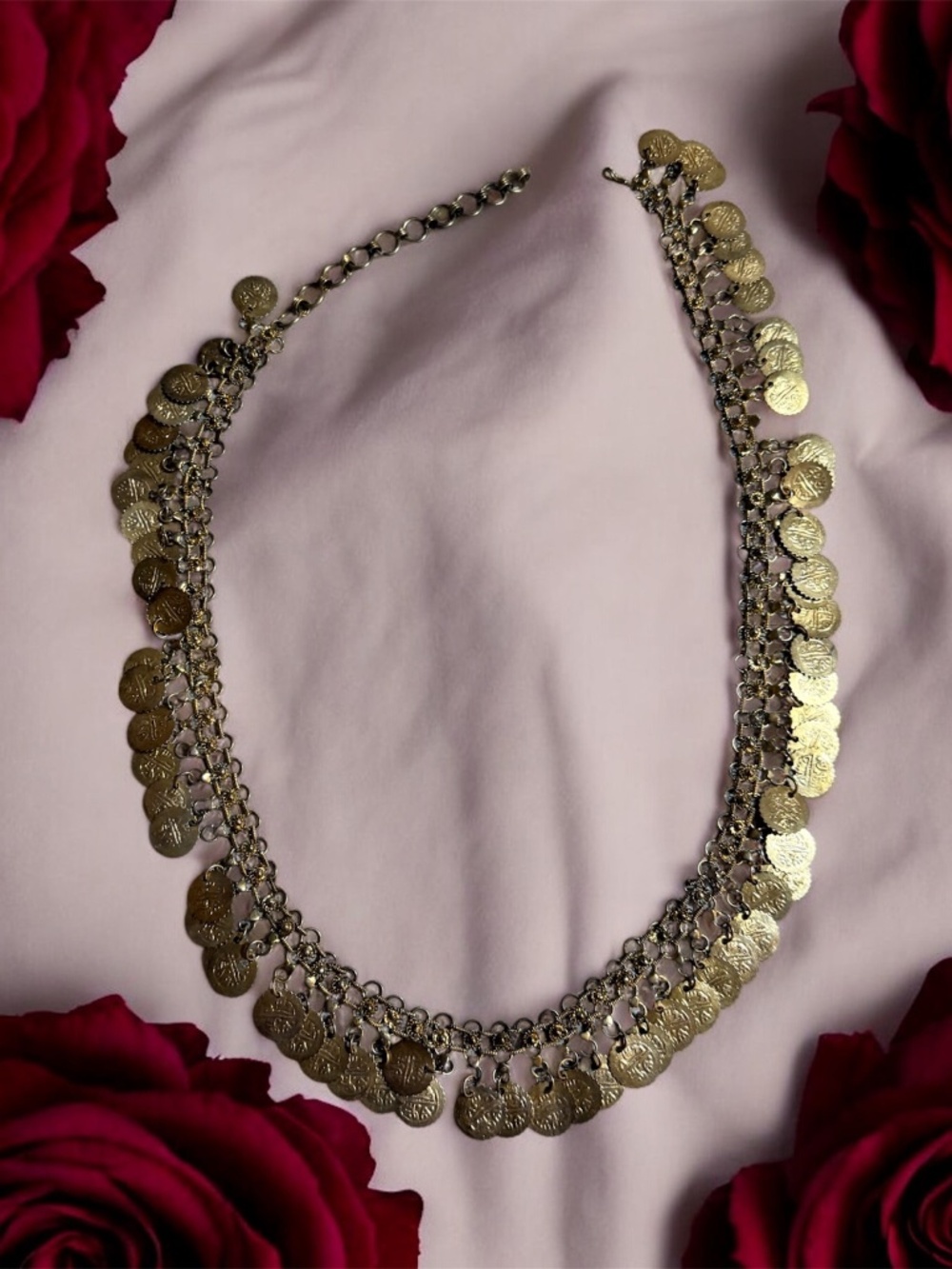Boho Coin Charm Chain Belt Gold Tone Adjustable Belly Dance Hip Belt